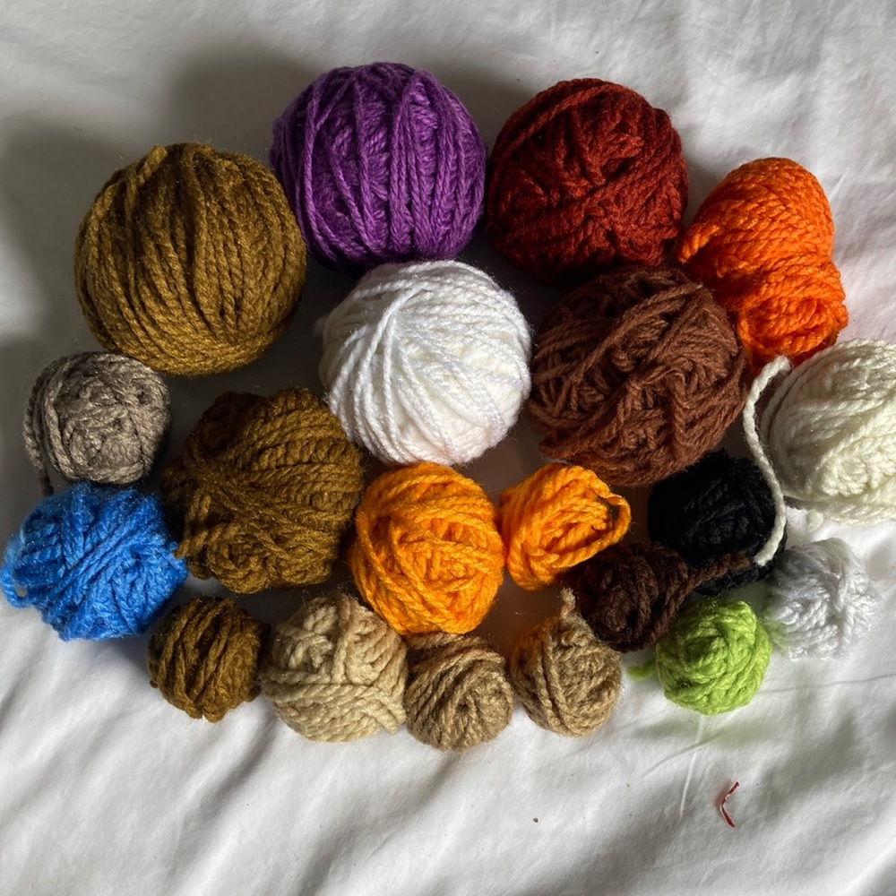 Yarns, various colors.